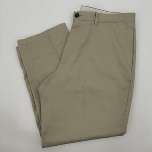 LL Bean Double L Classic Fit Pants Mens 42x30 Khaki Beige Straight Casual Chino